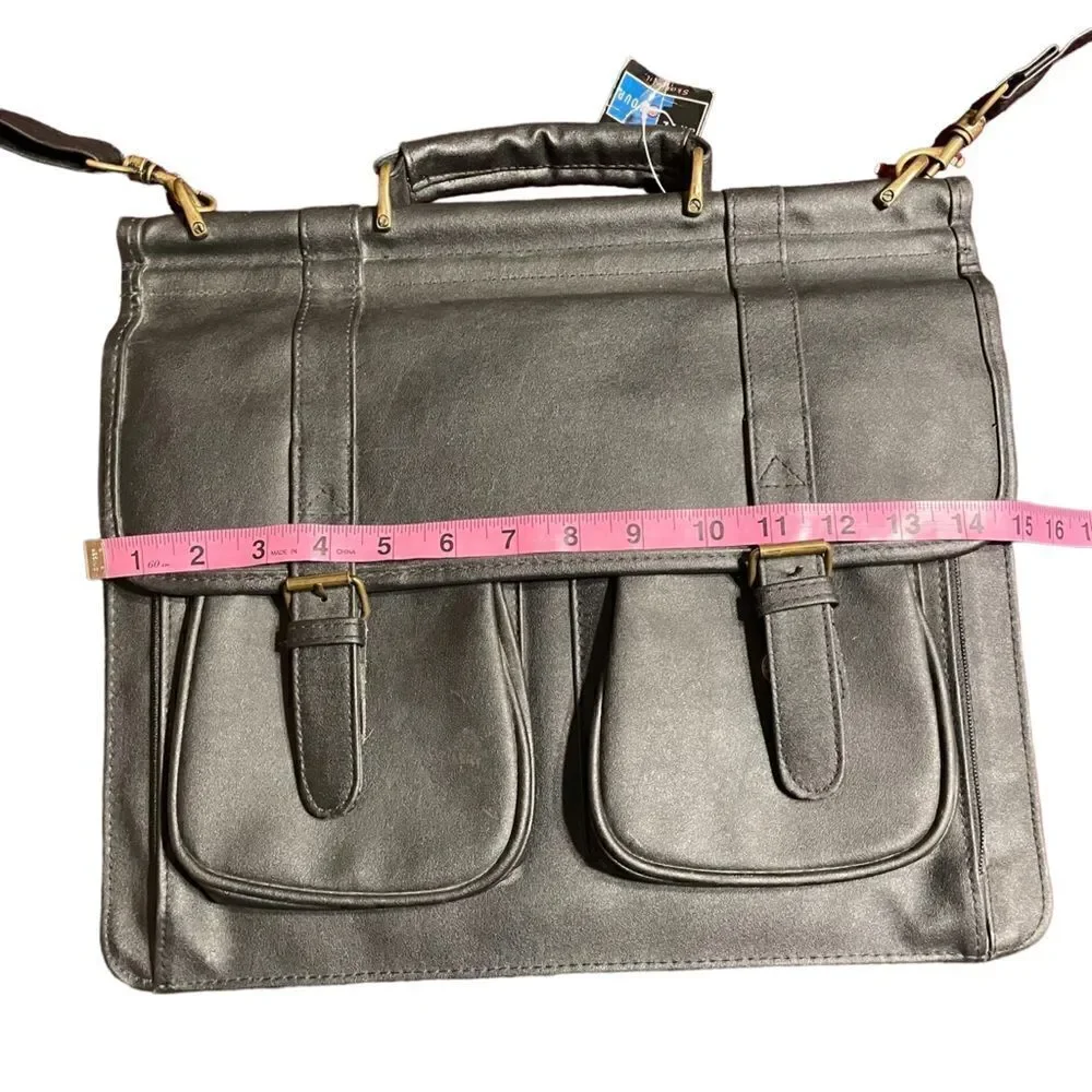 Leather look black laptop briefcase messenger  bag -NWT
